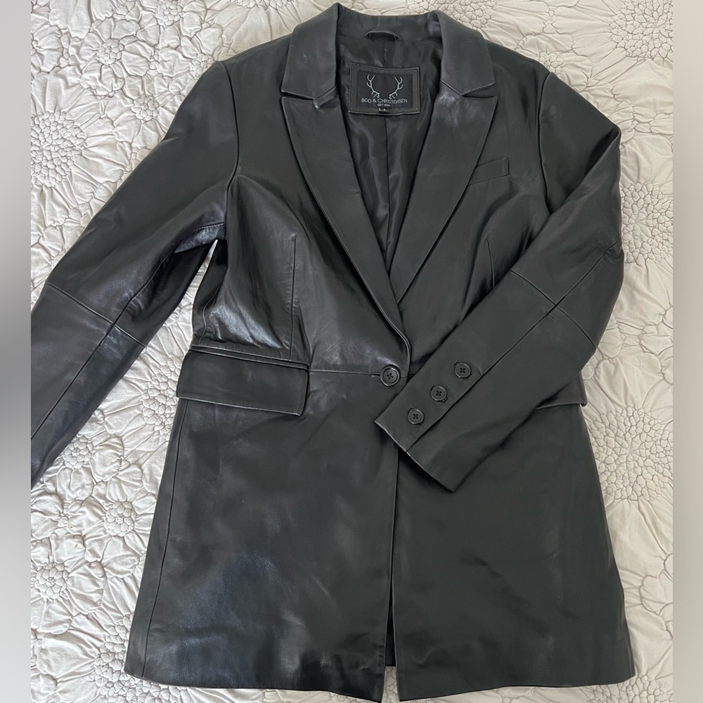 Leather oversized blazer. Bod & Christensen. Size Large